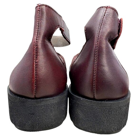 OTBT Scamper Burgundy Leather Ankle Strap Wedge Loafers - Picture 7 of 10